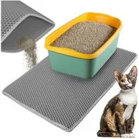 Purlov Katzentoilette Katzenstreumatte Vorlegematte Auffangmatte, doppellagig, wasserdicht, rutschfest, Wabenstruktur
