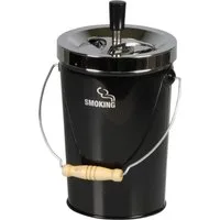 meytrade Aschenbecher extra großer XXL Aschenbecher für draußen schwarz-Chrom ca. 27cm hoch, perfekt für den Garten, Balkon oder Terrasse
