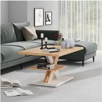 Vicco Couchtisch Arivo, Eiche/Weiß, 90 x 60 cm mit Ablage (1-St)