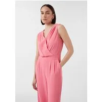 comma Jumpsuit Overall Ärmelloser Jumpsuit mit Wide Leg und Wickel-Ausschnitt