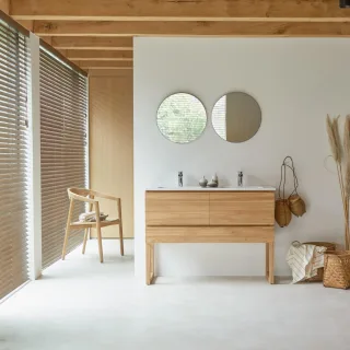 Waschtisch aus Teakholz mit Waschbecken aus Keramik 120 Edgar
