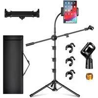 Vivitar Mikrofonständer mit Galgenarm und Tragetasche – Stabiles Stativ aus Stahl, 107–174 cm, (Shure SM58, SM7B, Samson Q2U, HyperX QuadCast, AT2020 u. v. m., ideal für Gesang, Podcast, Studio & Bühne – kompatibel mit Blue Yeti), Höhenverstellbarer 