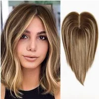 LuxusKollektion Toupet Haar Topper Remy Schweizer Spitze Handtied 12in P4 27 4