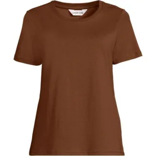 Supima T-Shirt mit Rundhalsausschnitt in Petite-Größe für Damen, Damen, size: petite, Orange, Baumwolle, by Lands' End