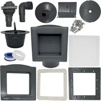 HAF Skimmer ABS Pool Einbauskimmer Komplett Set Grau Stahlwandbecken Aufstellpool (Mit 32mm und 38mm Schlauchanschluss, Inkl. Skimmerkorb, Einlaufdüse uvm), Für Stahlwandbecken und Einbaubecken