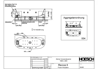 Hoesch Monolith Einbau Whirlwanne iSensi Vorwand 1800x800 mit Reviva II Weiss/Chrom/Motor rechts/lin 3848E.010305004