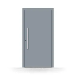 Haustür Silbergrau RAL 7001, Aluminium, Schüco-Profil, 700 x 1700 mm, DIN links nach innen öffnend, Modell Berlin, individuell konfigurierbar