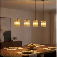 NOWA Hängeleuchte, Leuchtmittel nicht inklusive, Hängeleuchte Pendelleuchte Acrylstäbe amber gold Esszimmerleuchte