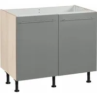 OPTIFIT Spülenschrank Bern 100 cm breit, mit 2 Türen, höhenverstellbare Füße, mit Metallgriffen