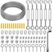 FELIXLEO Rankgitter Drahtseil Set 35m 2mm Edelstahl Rankhilfe Seilspanner Klemme, 1 St.