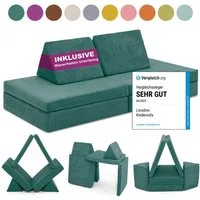 Linodino Kindersofa Spielsofa I aus Schaumstoff Bausteine I Spielcouch für Kinder, Wasserfeste Unterbezüge, Waschbare Chenille Bezüge 30°
