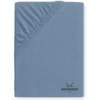 Sansibar Sylt Spannbettlaken Spannbettlaken "Sansibar Jersey Bettlaken“ Premium Qualität, Gummizug: rundum, mit hochwertigem Sansibar Logo-Druck, Fähnchen am Steg, Rundumgummizug
