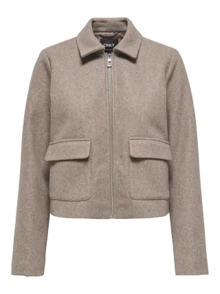 ONLY - ONLVELA ZIP SHORT JACKET OTW NOOS Taupe Gray - Gr. - L