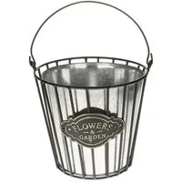 Macosa Home Pflanzschale Deko Pflanzeimer Zink Metall Schwarz vers. Größen Zinkeimer (Pflanzgefäß Pflanzschale, 1 St., Dekoeimer Blumentopf Dekotopf), Blumeneimer Garten-Dekoration Metalleimer Eimer