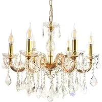 PGA-Lights Kronleuchter Kristall Kronleuchter Gold Ø60cm 6 Leuchtarme Kristallglas ummantelt