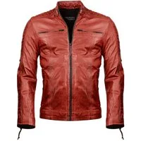 PAULGOS Lederjacke Herren Jacke Übergangsjacke Biker Look 100% Echtleder D1