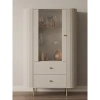 Compleo Standvitrine mit 2 Schubladen und Türen ZANTO Elegant design TOPSELLER Eiche cremona oder Beige