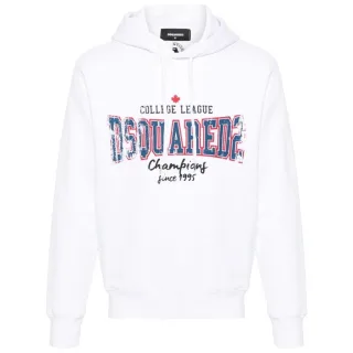 Dsquared2 Cool Fit Faded College League Logo Weißer Kapuzenpullover