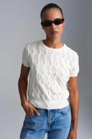 Strukturiertes Ripp-Crop-Top