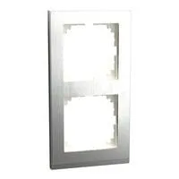 Decor-Rahmen zweifach mit glänzender Oberfläche aus Metall und Thermoplast, Maße 83x154x12 mm edelstahl, Retail