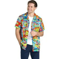 Opposuits Kostüm Spongebob Breakfast Sommerhemd, Hawaiihemd mit Spongebobs Frühstückscerealien