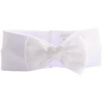 La Bortini Stirnband Stirnband für Baby und Kinder ab 0Mon Kopfband in Weiß für Taufe, Fest (1 Stück, Kopfschmuck für Mädchen, Neugeborene, Kinder) elastisch, weich, weiß mit Schleife und Herzchen