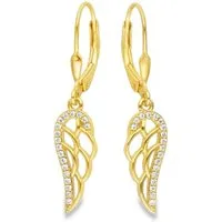 Limana Paar Ohrhänger hängende Ohrringe 925 Silber 18k vergoldet Engel-Flügel Frauen Damen (inkl. Schmuckbox), Geschenk Ostern Muttertag Weihnachten Geburtstag Schmuck für jeden Tag
