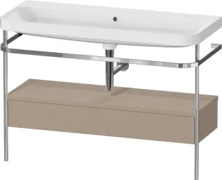 Duravit Happy D.2 Plus c-shaped Set mit Metallkonsole und Schubkasten Leinen Matt 1175x490x850 mm -  HP4844N75750000
