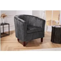 riess-ambiente Loungesessel HEMINGWAY dunkelgrau / braun (Einzelartikel, 1-St), Wohnzimmer · Samt · Schlafzimmer · Modern Design