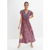 bonprix Maxikleid lockerer Schnitt, mit Flügelärmeln, elastisches Material, Maxilänge