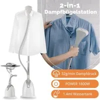 7MAGIC Dampfbügeleisen 2-in-1 Vertikale Dampfbügelstation, 1800,00 W, Dampfstation 1,4L Wassertank, 32 g/Min Schnelle Faltenentfernung