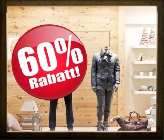 Rabatt Aufkleber 60 Prozent oder auf Adhäsionsfolie