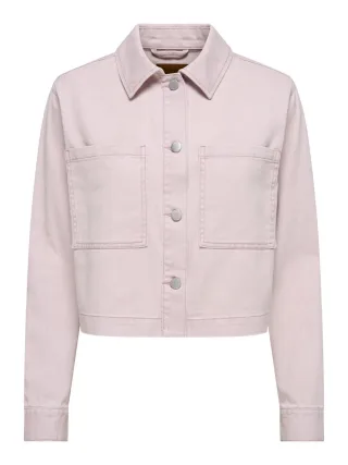ONLY - Kurze Jeansjacke im Washed-Look mit Brusttaschen violet - Gr. - S