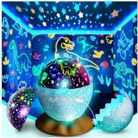 Wootoy LED Nachtlicht Sternenprojektor LED Sternenhimmel 2-in-1 Dinosaurier-Ei Projektor, USB-aufladbar integriertem 1-Stunden-Timer und 360°-Rotation, LED fest integriert, 6 Lichtmodi, 2-in-1 Design mit Sternenhimmel- und Dinosaurier-Projektion