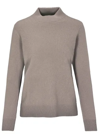 IN LINEA - Pullover, Stehbund,1/1-Arm 745 taupe mel. - Gr. - 36
