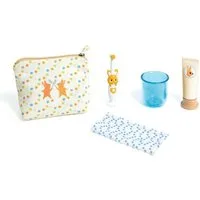 DJECO Puppen Accessoires-Set Puppen Zahnbürstenset für Puppen aus Holz umfangreiches Zubehör