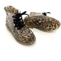 heimtexland Kinder Gummistiefel Schnürboots Mädchen Stiefel Gummistiefelette (Typ880, Leopard) Stiefeletten Trend Regen Boots wasserdicht Leopard Blumen