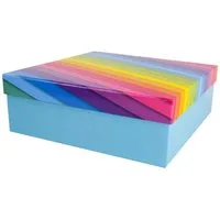 Out of the Blue Stapelbox Geschenkkarton in verschiedenen Größen hellblau mit Regenbogen, mit abnehmbaren Deckel