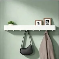 Mai & Mai Wandgarderobe Garderobenleiste mit Ablage und Wandhaken abgerundete Kanten Reglo-05, Abnehmbares Design,Klebemontage oder Bohrmontage