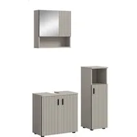 welltime Badmöbel-Set MANI, 3-tlg. Badkombination, Paneeloptik, (Set, 3-St., Set, best. aus:1Badschrank, 1Spiegelschrank, 1Waschbeckenunterschrank), Bad-Kombination, Bad-Möbel, Badezimmer, Kombination, Kombi