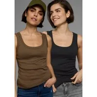Flashlights Tanktop (Packung, 2er-Pack) sehr figurbetonte Passform, aus Baumwolle, mit Rundhalsausschnitt