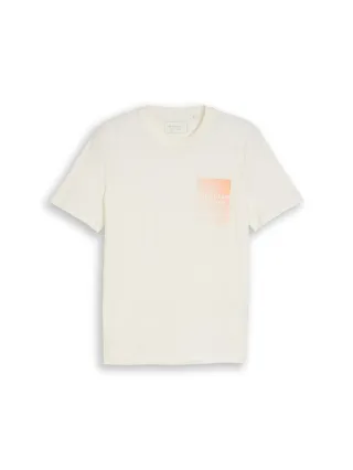 Denim Tom Tailor - T-Shirt mit Print wool white - Gr. - L