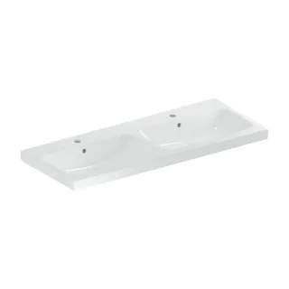 Geberit iCon light Doppelwaschtisch 501838002 120x48cm, Hahnloch rechts und links, mit Überlauf, weiß KeraTect