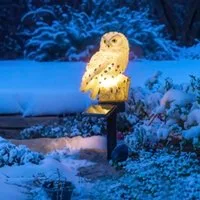 Haushalt International Gartenstecker LED Solar Schneeeule Gartenstecker mit einer weißen LED (1-St)