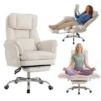 UEV Bürostuhl ergonomisch mit klappbarer Fußstütze Mesh bis 226kg, neigbar bis 150° (Packung), Hochklappbare Armlehnen/Integrierte Fußstütze/leichtgängiges Rad