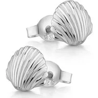Materia Paar Ohrstecker Ohrringe Silber Muschel / Herzmuschel SO-415, aus 925 Sterling Silber