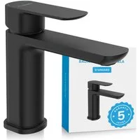 Bächlein Badarmatur Elegante Waschtischarmatur Mizarela (Schwarz) hochwertiger Wasserhahn im minimalistischen Design