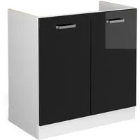 Vicco Unterschrank R-Line, Schwarz Hochglanz/Weiß, 80 cm ohne Arbeitsplatte (1-St)