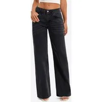 Imily Bela Boyfriend-Jeans Damen Low-Waist Wide Leg Jeans aus Baumwolle Denim Baggy mit Waschung (Packung, 1-tlg., 1per-Pack) 4-Pocket Style in Unifarbe
