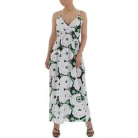 Ital-Design Sommerkleid Damen Freizeit Wickeloptik Geblümt Maxikleid in Weiß
